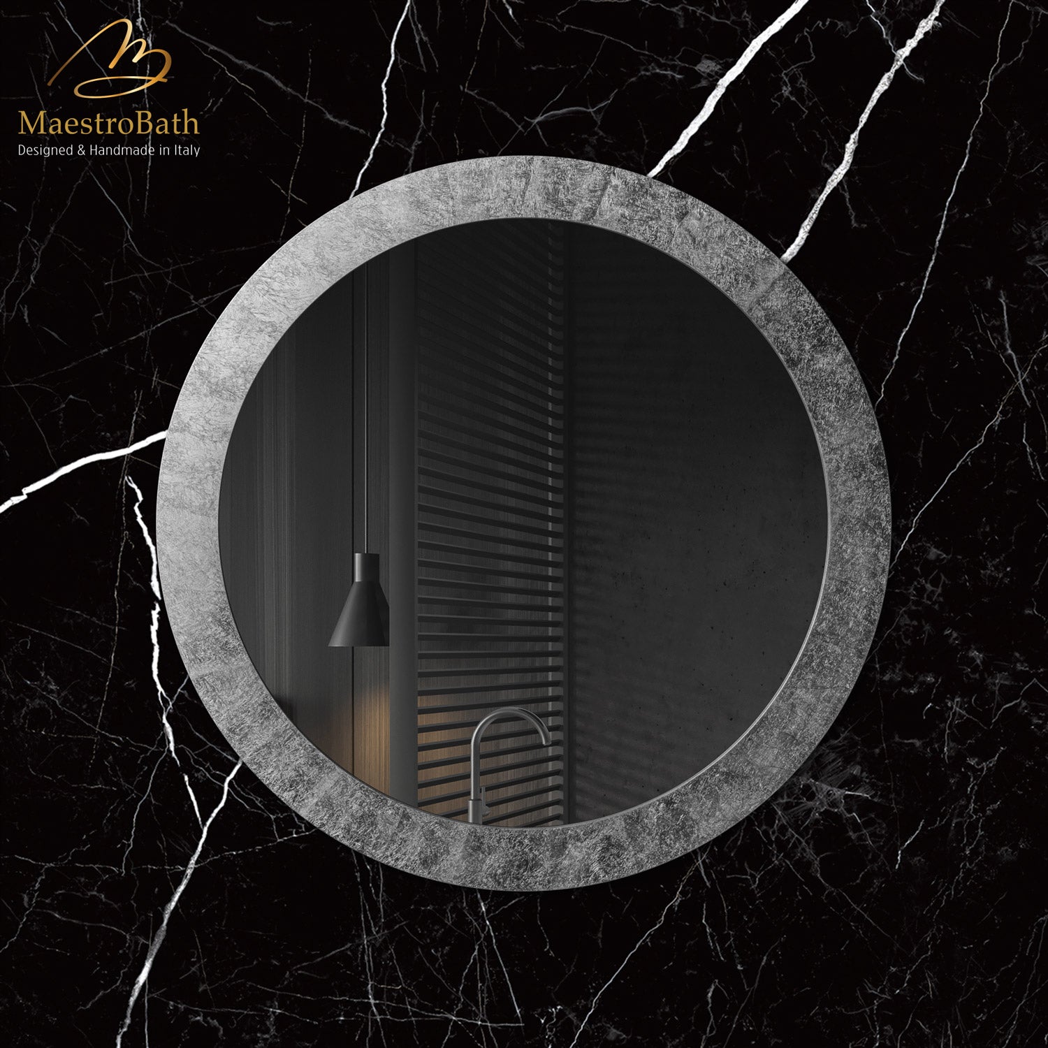 Modern Round Mirror | Silver Leaf #color_silver leaf