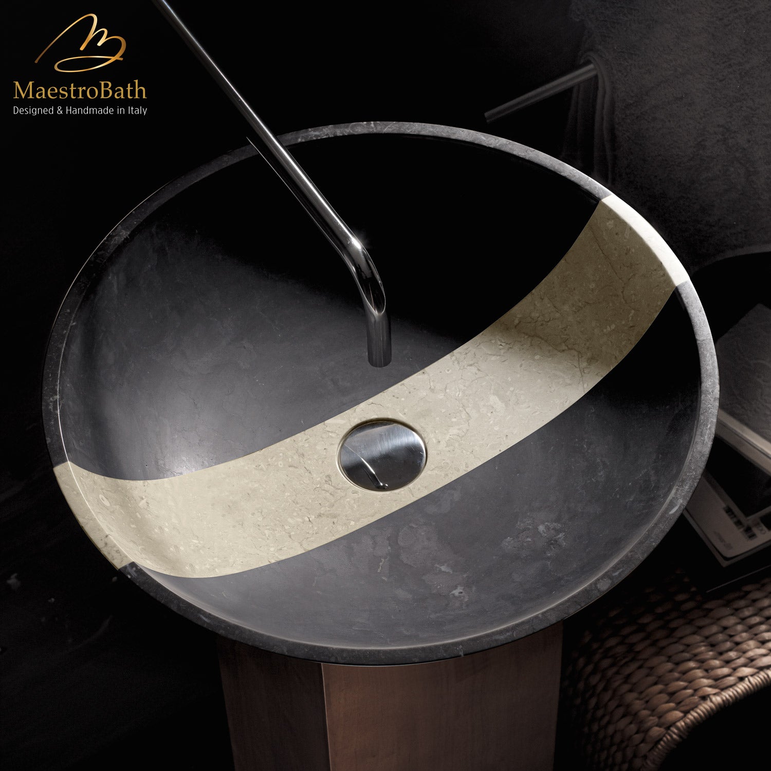 Stone Coplato Contemporary Natural Stone Sink #color_black