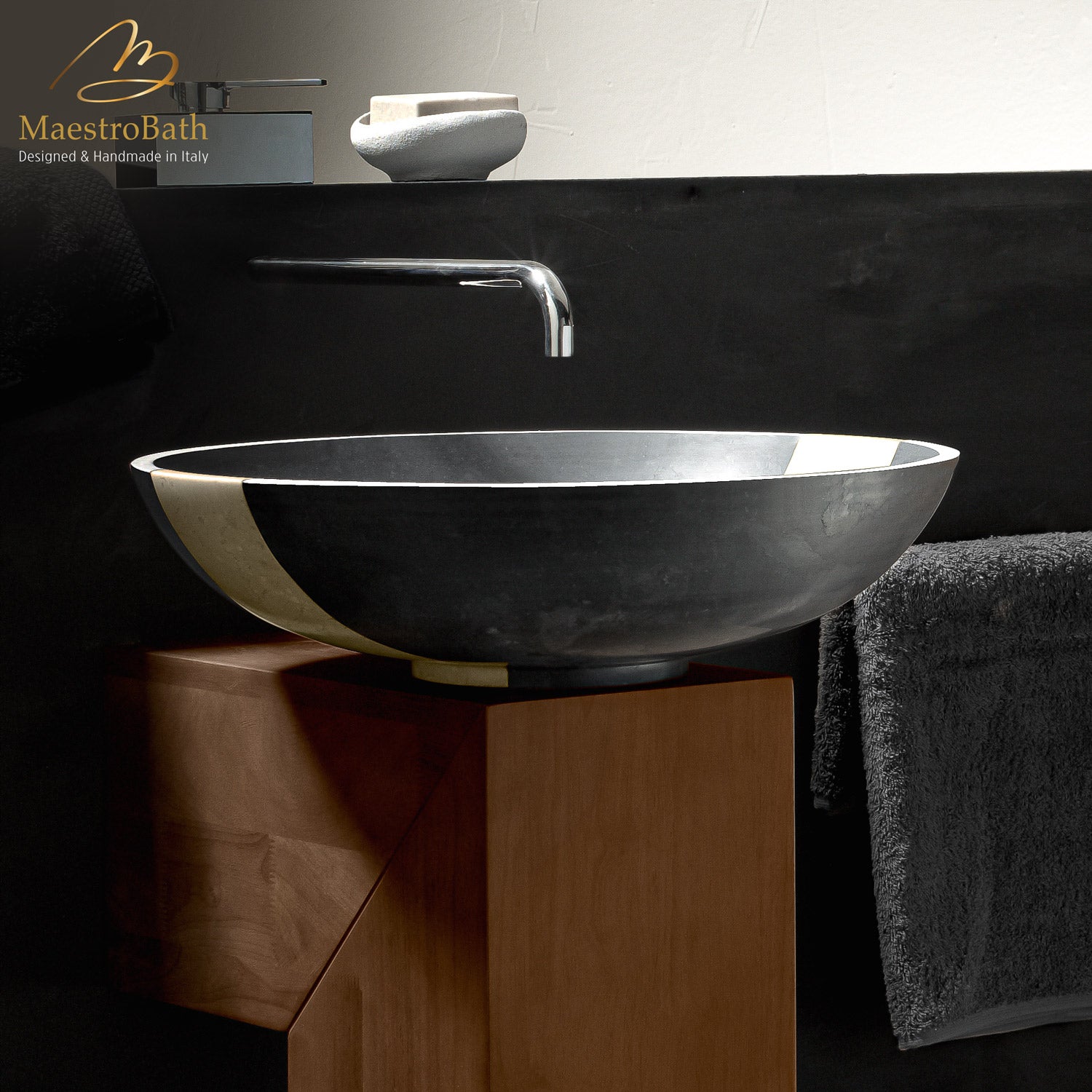 Stone Coplato Contemporary Natural Stone Sink #color_black