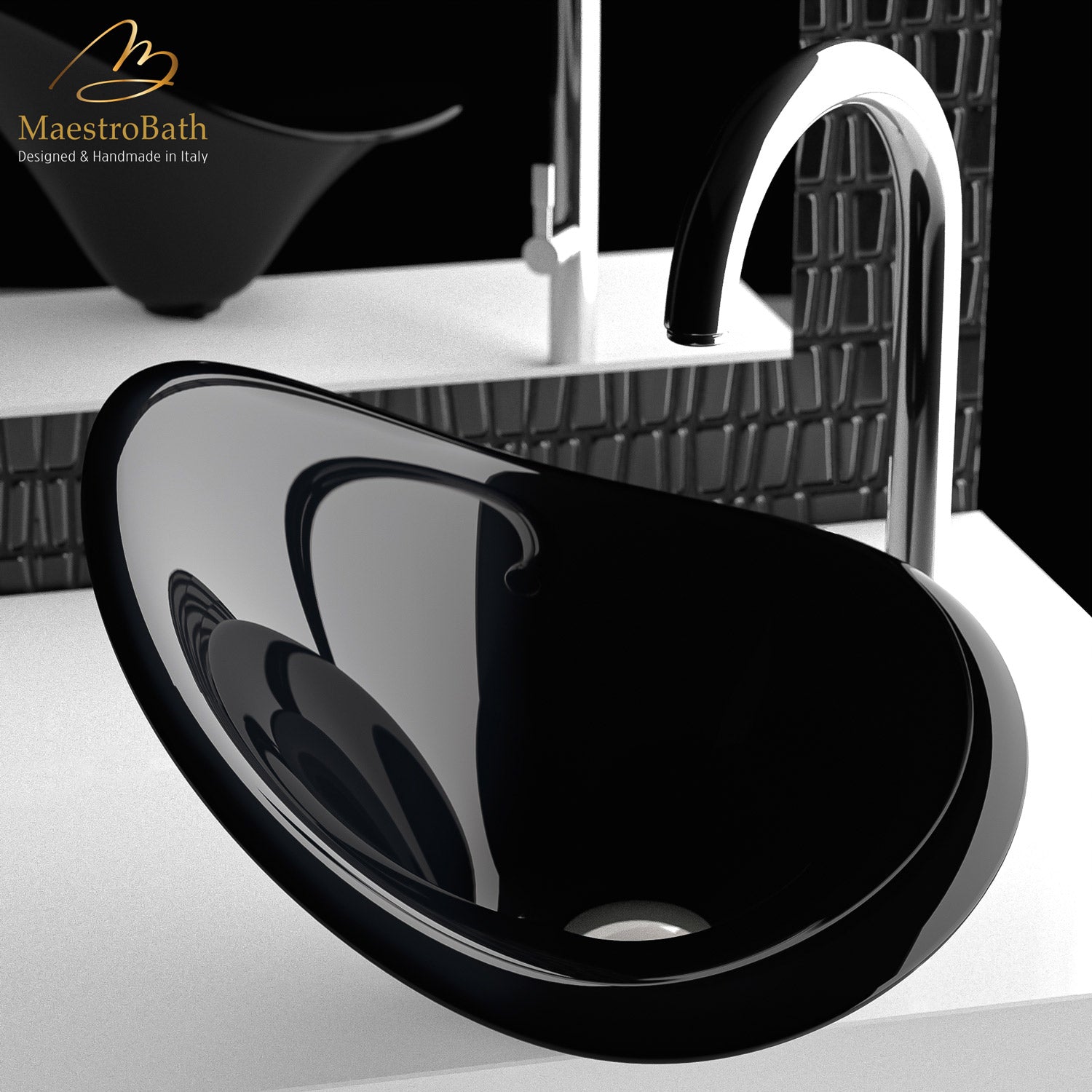 Calla Lilly Black Ultra Modern Bathroom Sink #color_black