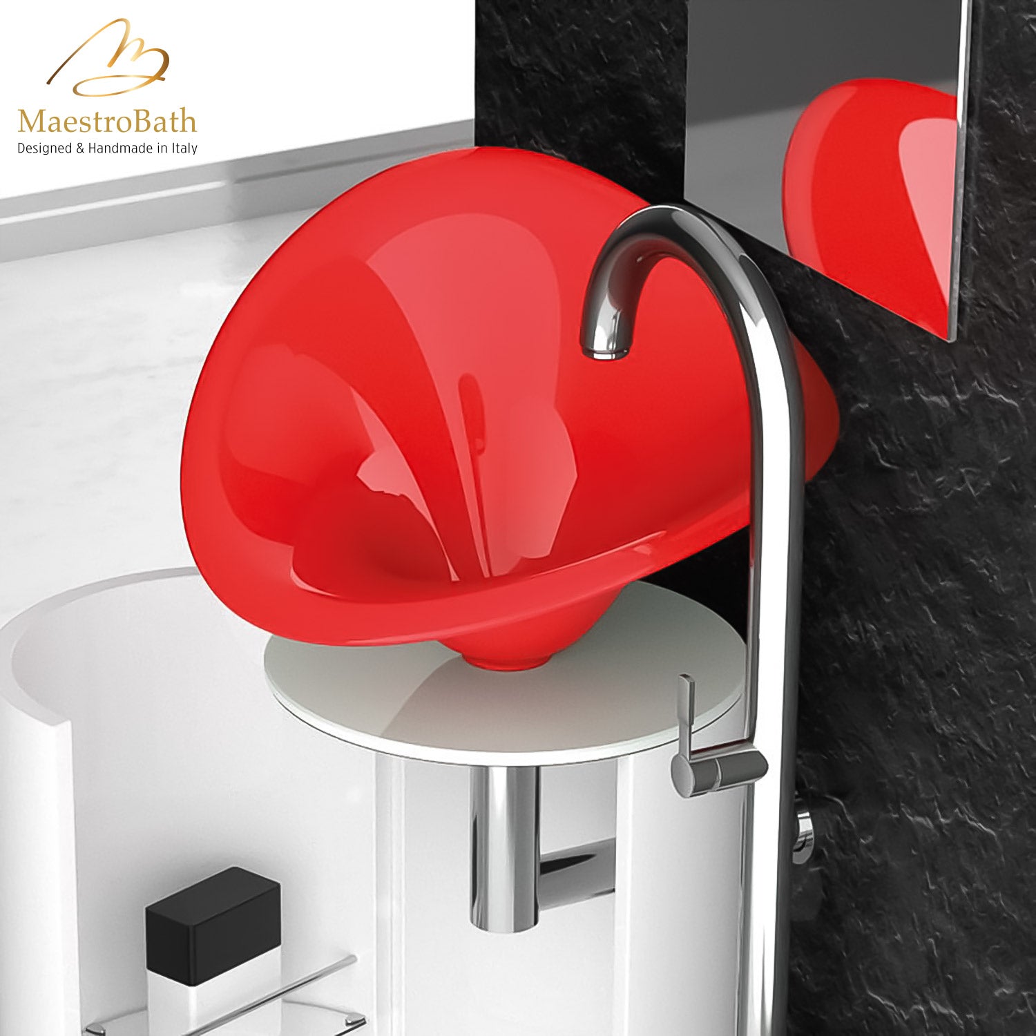 Calla Lilly Red Ultra Modern Bathroom Sink #color_red