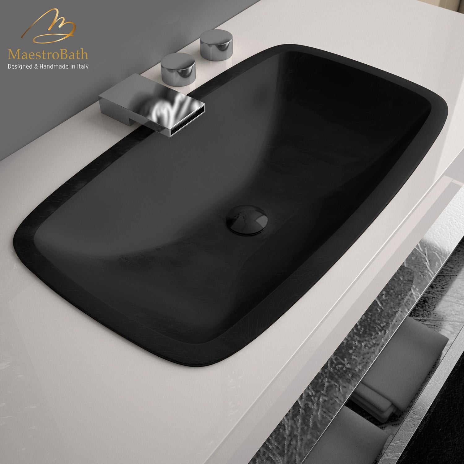 Pert Open Drop-In Bath Sink | Black #color_black