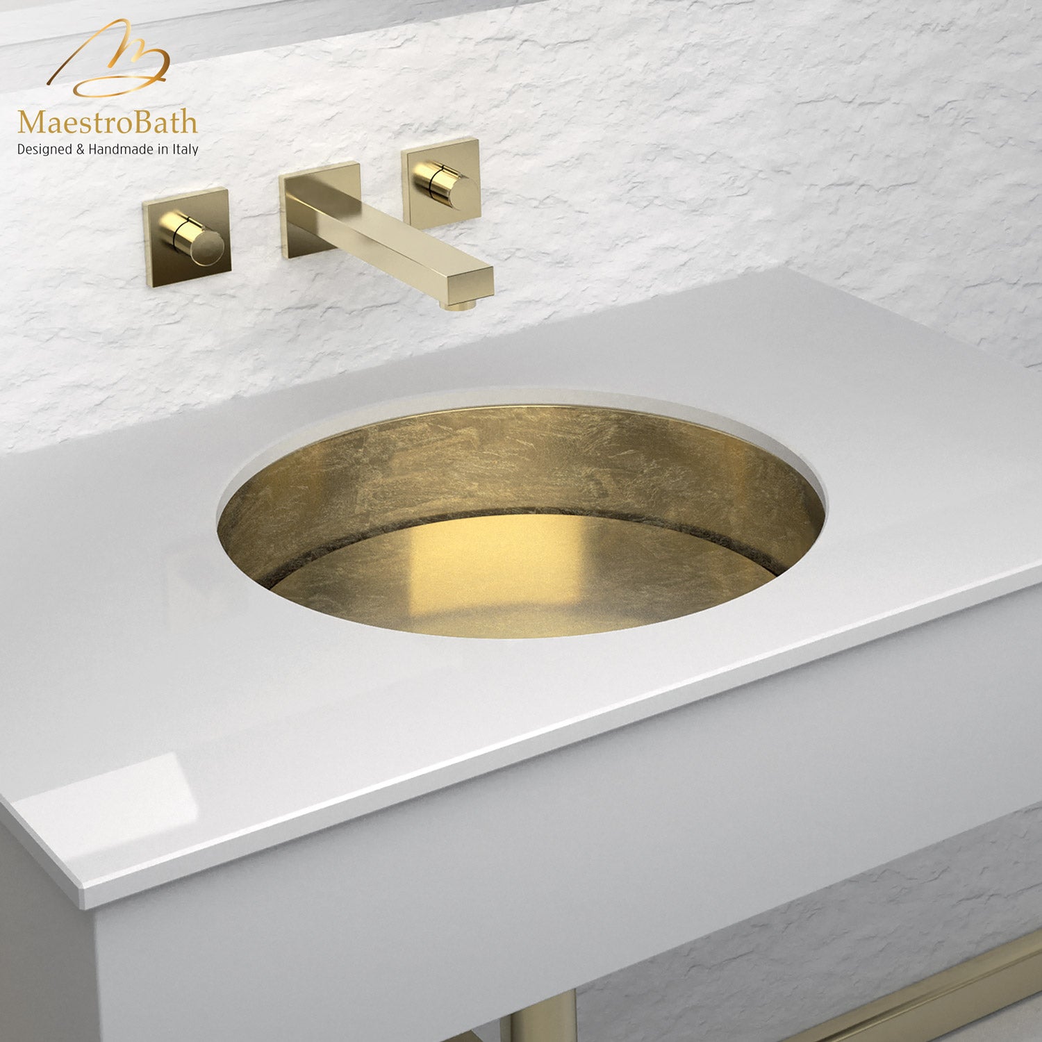 Rho Lux Undermount Modern Bathroom Sink #color_gold leaf