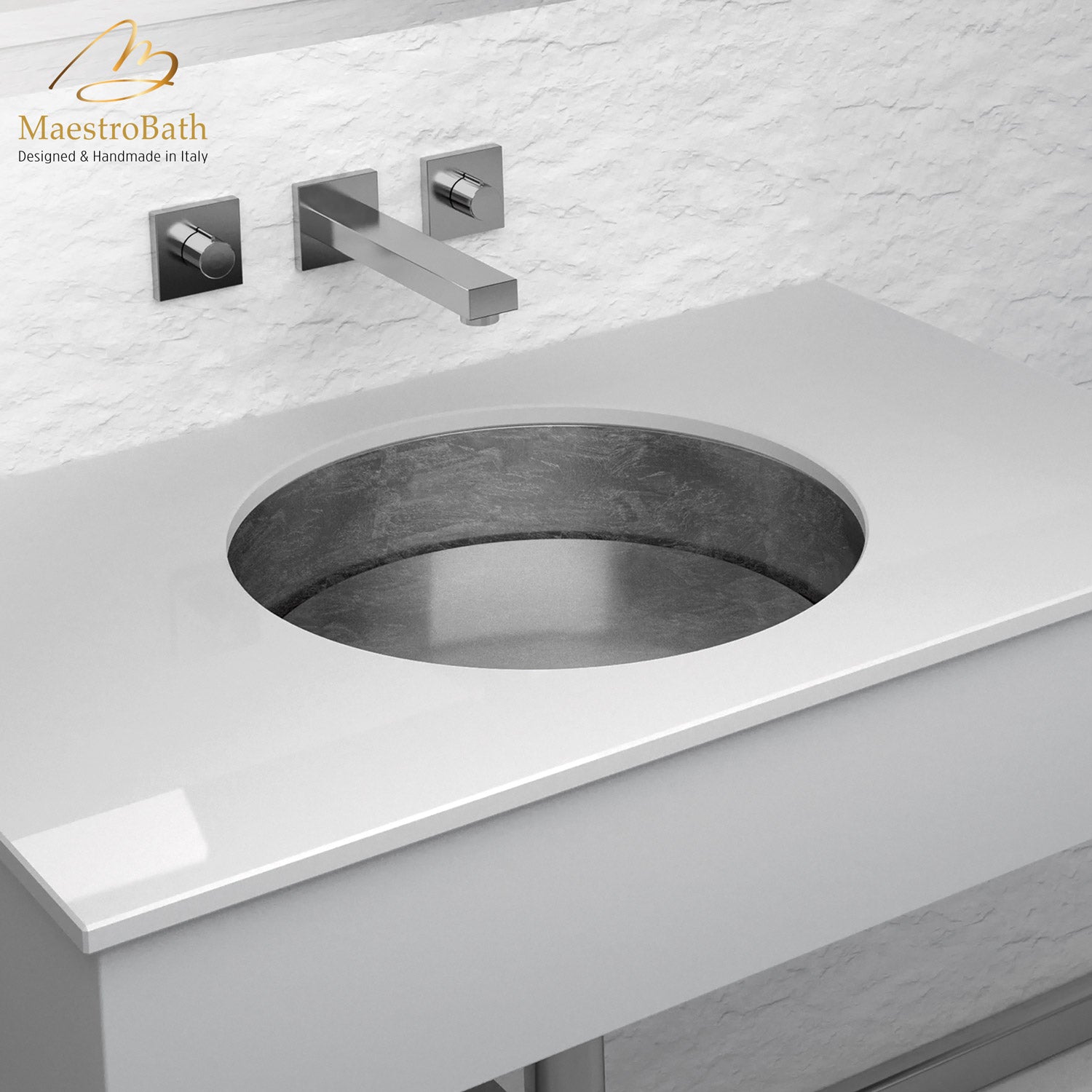 Rho Lux Undermount Modern Bathroom Sink #color_silver leaf