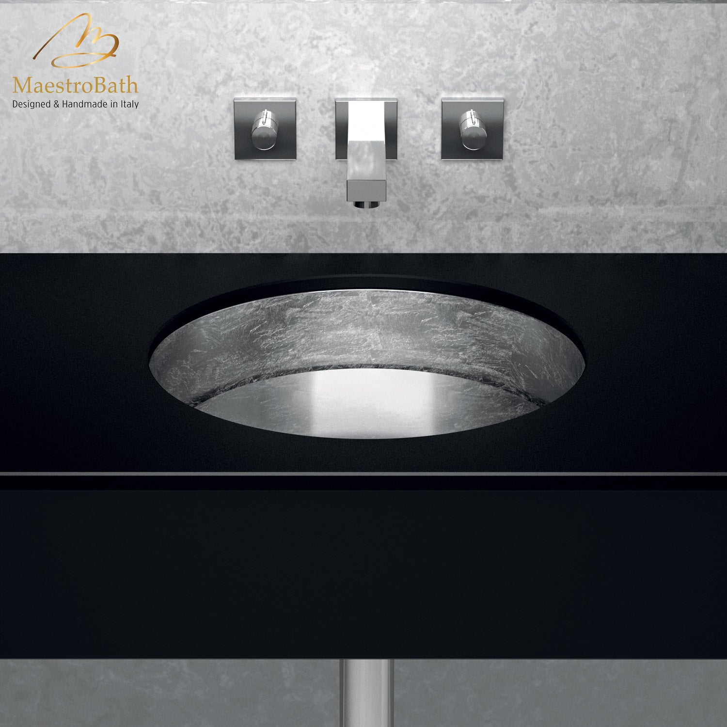 Rho Lux Undermount Modern Bathroom Sink #color_silver leaf
