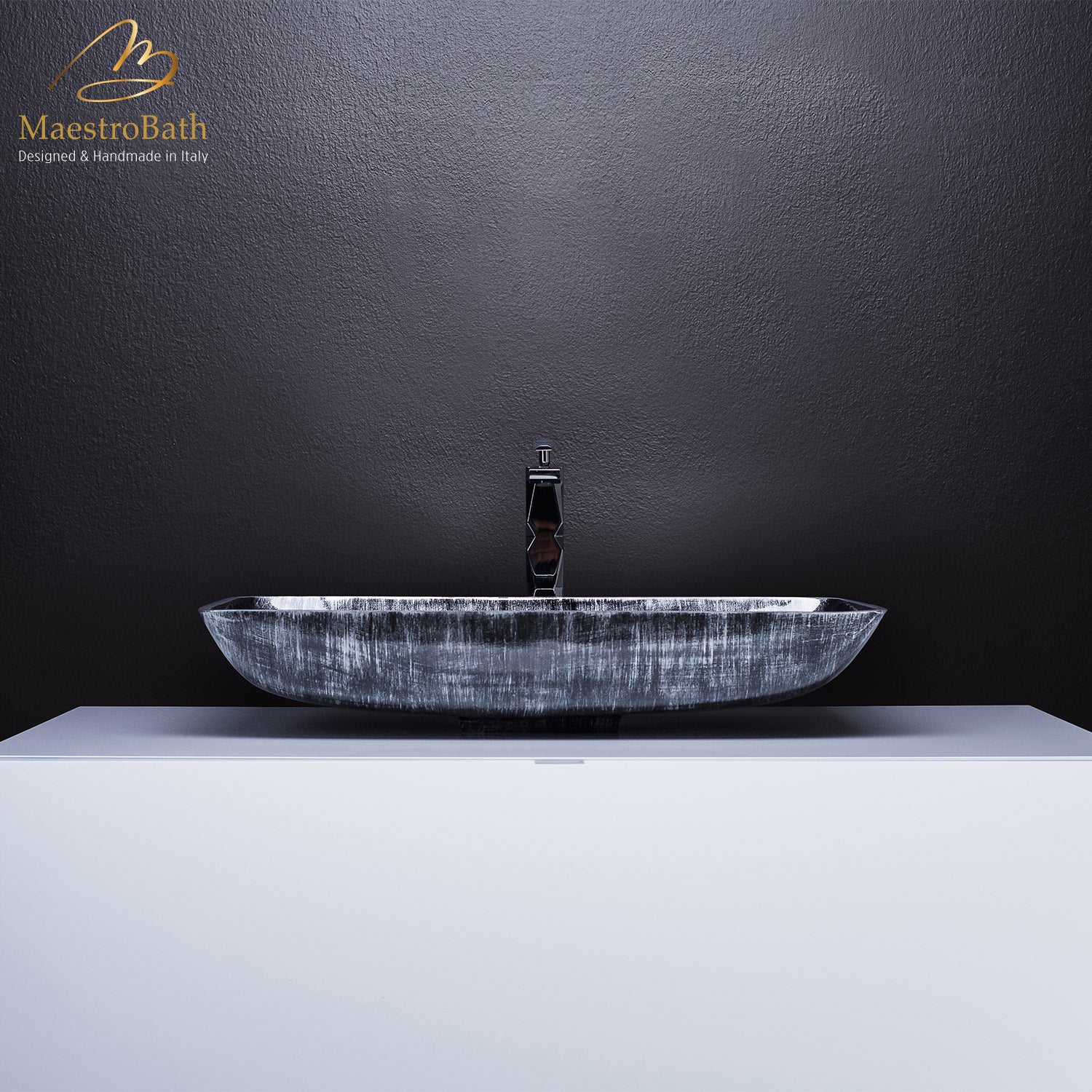 Modern bathroom sink and vanity combo | White and Silver Black