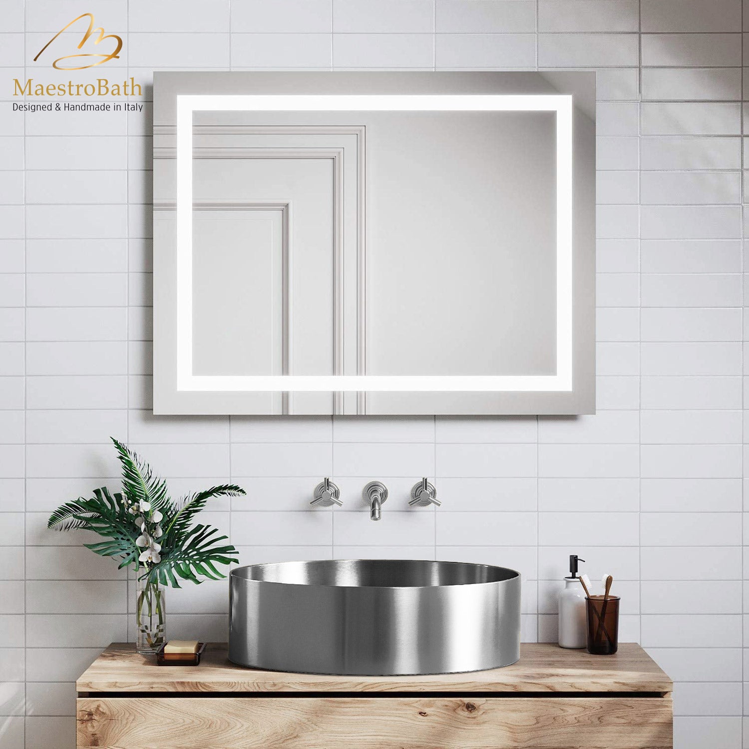 Modern Round Vessel Sink #color_brushed silver