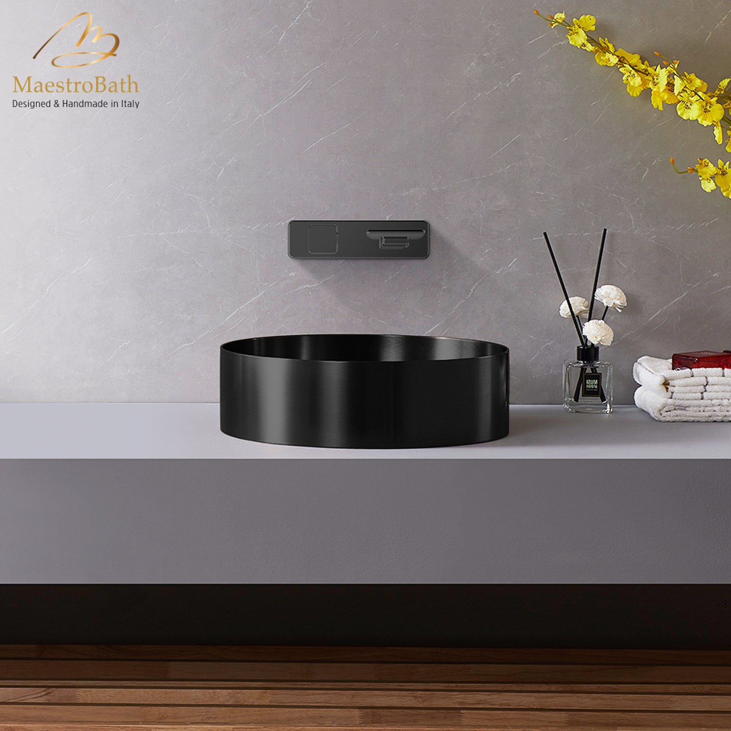 Modern Round Vessel Sink #color_gun metal