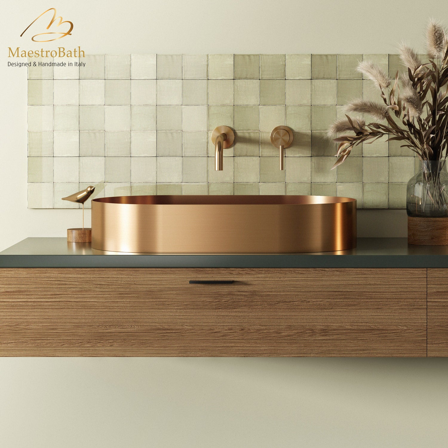 Modern Oval Vessel Sink #color_brushed rose gold