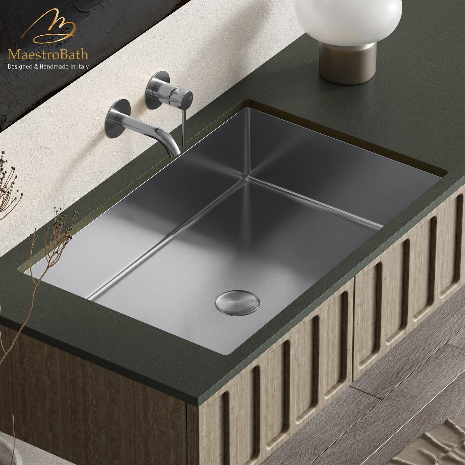 Modern Rectangular Under-mount Sink #color_brushed silver