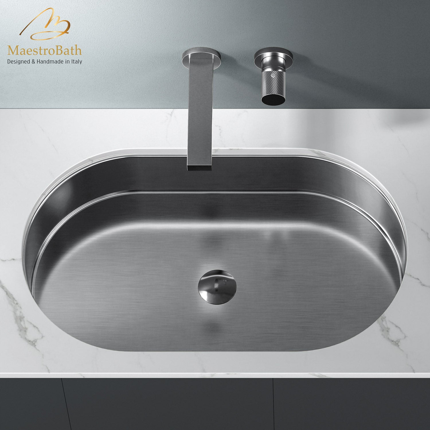 Modern Oval Under-mount Sink #color_brushed silver