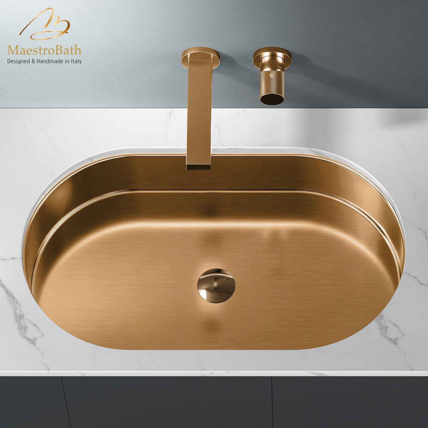 Modern Oval Under-mount Sink #color_brushed rose gold