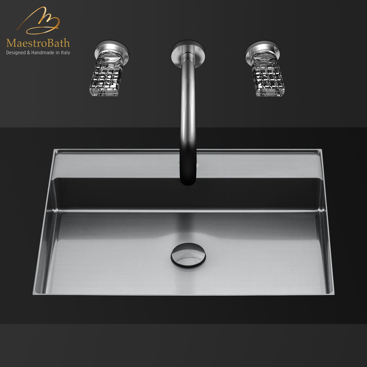 Modern Rectangular Under-mount Sink #color_brushed silver