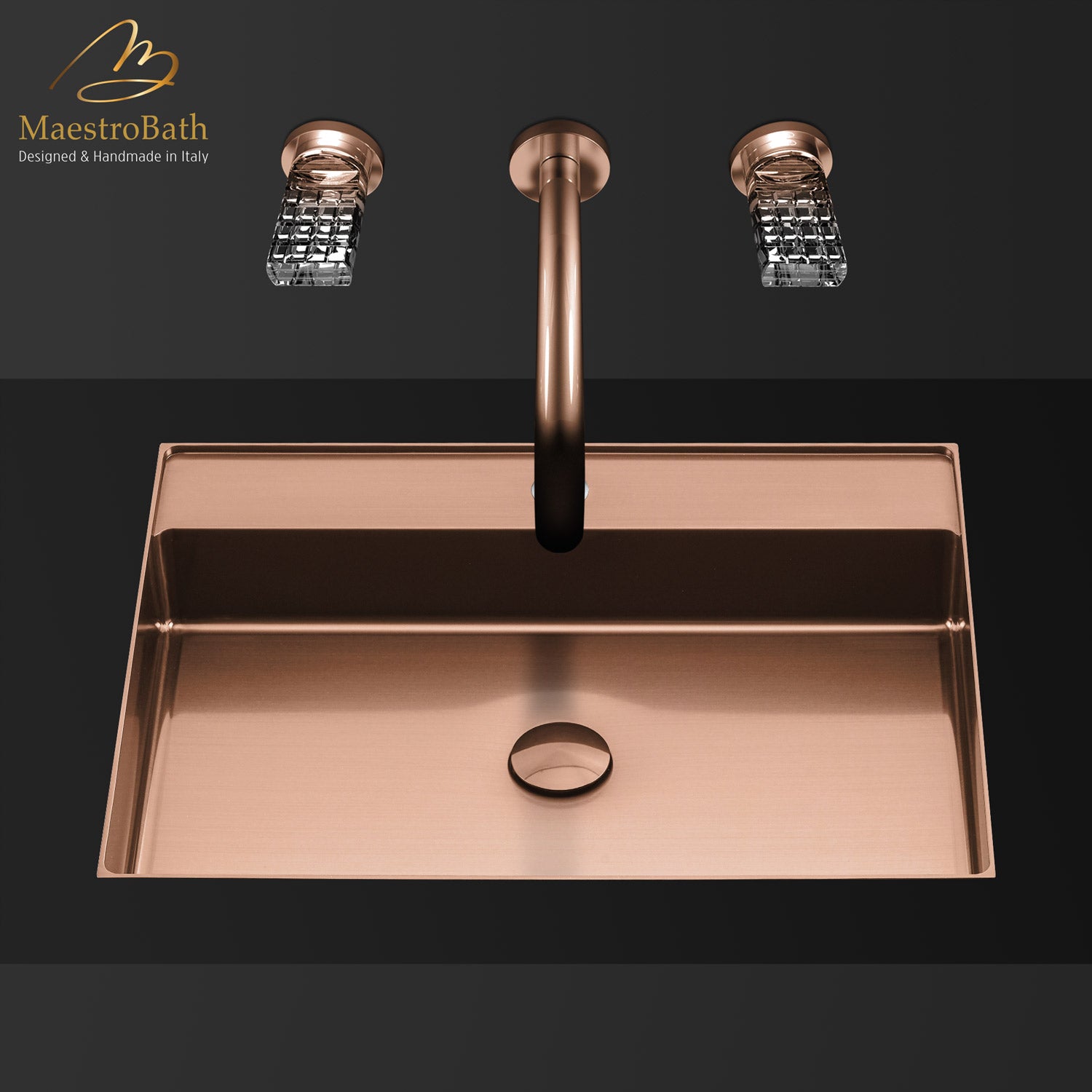 Modern Rectangular Under-mount Sink #color_brushed rose gold