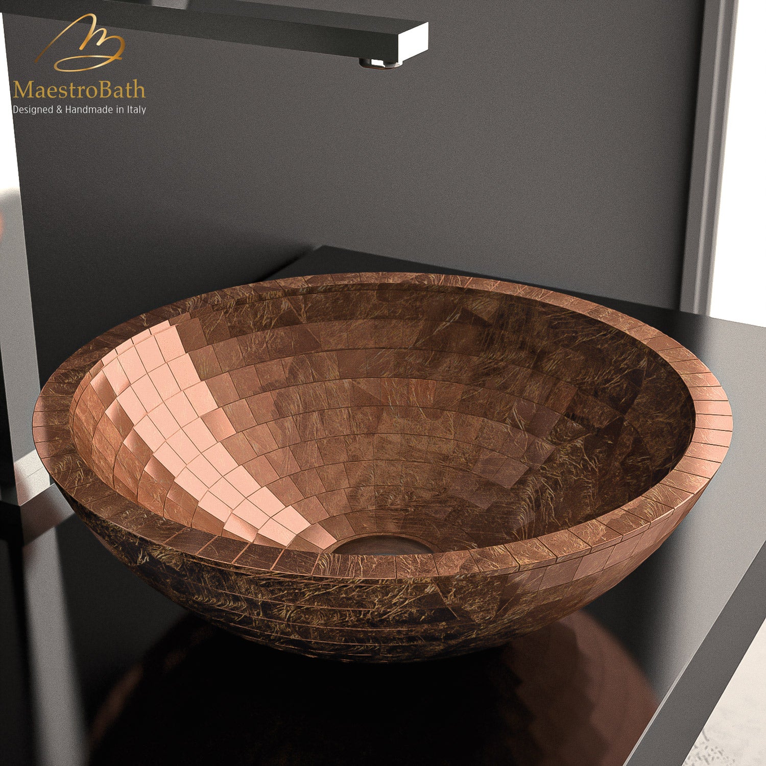 Teknoform Mosaic Copper Leaf Luxury Sink #color_copper leaf