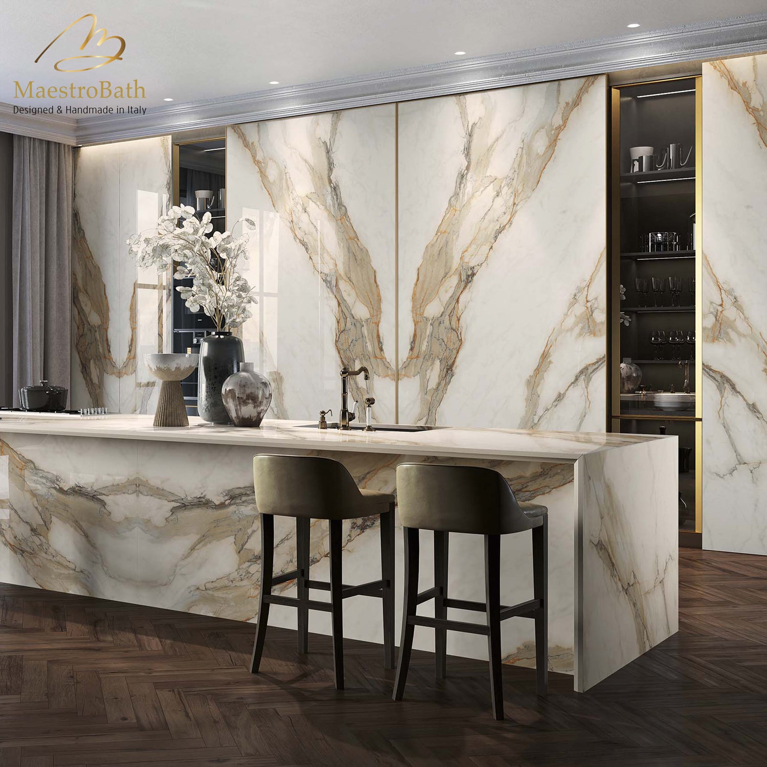 Calacatta Luxury Tile | White and Gold