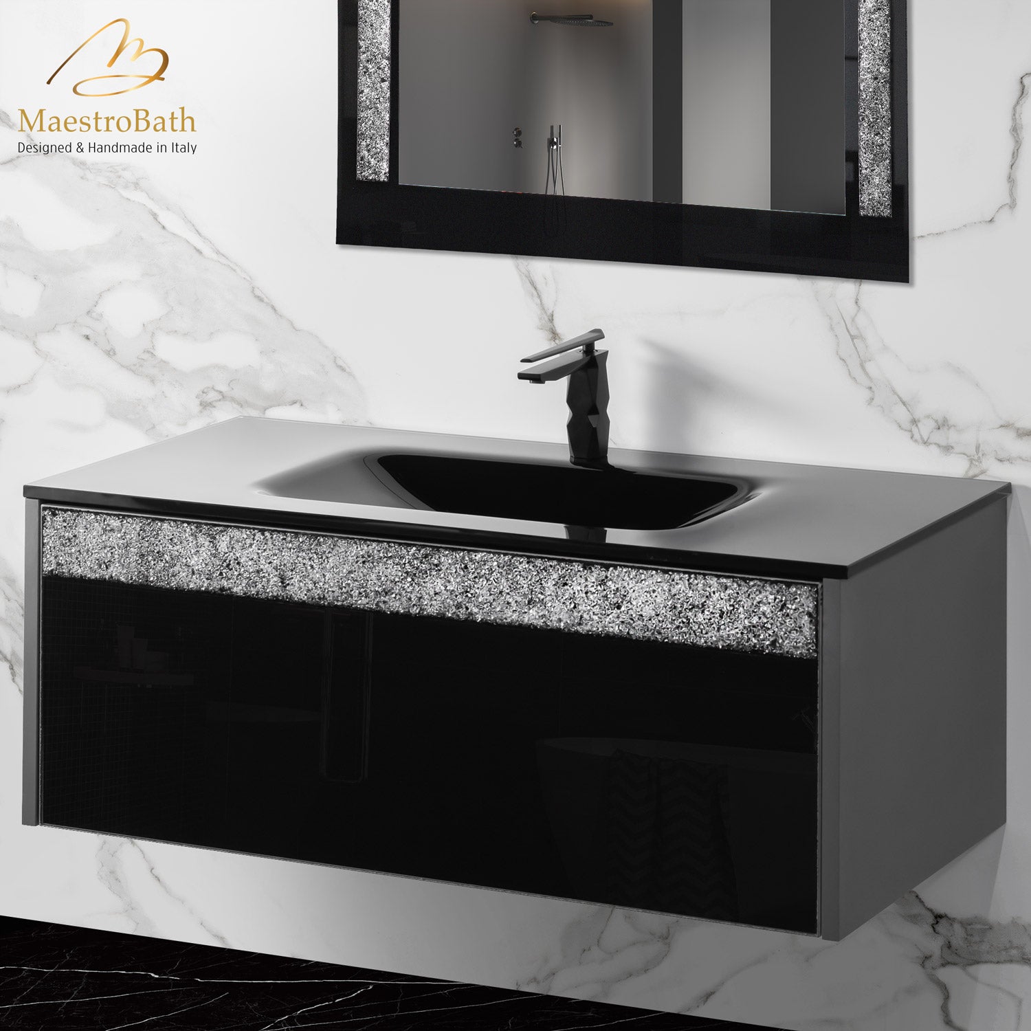 Alba Modern Single Integrated Glass Top Vanity #Size_40"