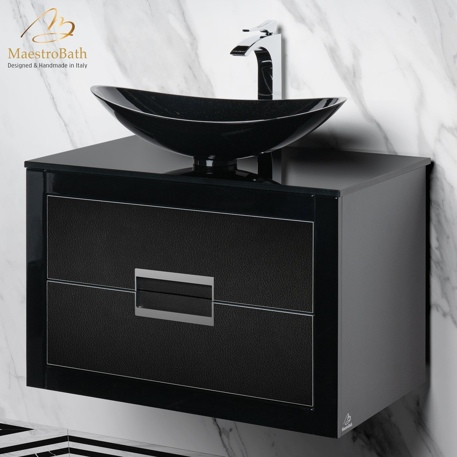 Danya 32 Inch Modern Bathroom Vanity | Black and Silver #Size_32"