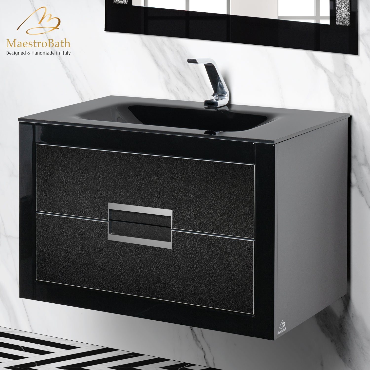 Danya 32 Inch Modern Bathroom Vanity | Black and Silver #Size_32"