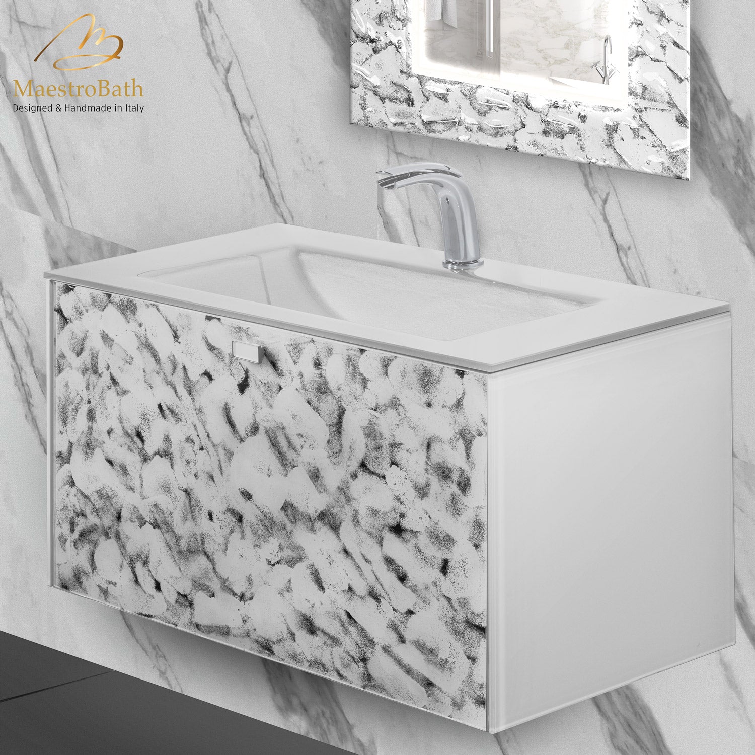 Luxury Murano Crystal Wallmount Bathroom Vanity #Size_32"