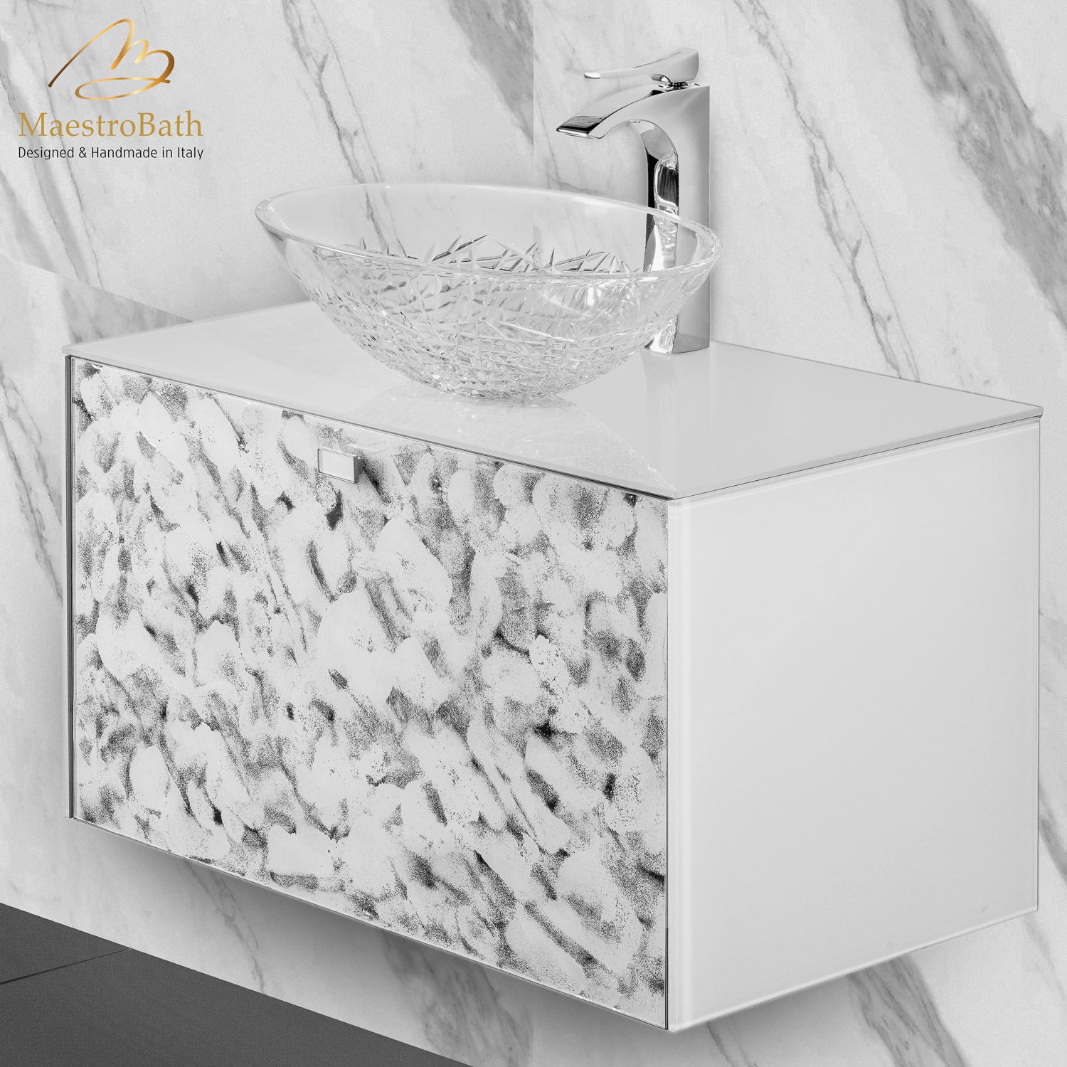 Luxury Murano Crystal Wallmount Bathroom Vanity #Size_32"