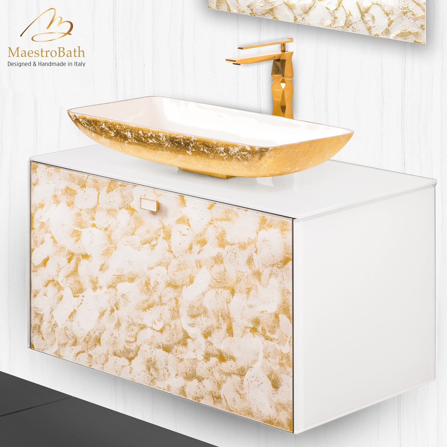 Luxury Murano Crystal Wallmount Bathroom Vanity #Size_32"