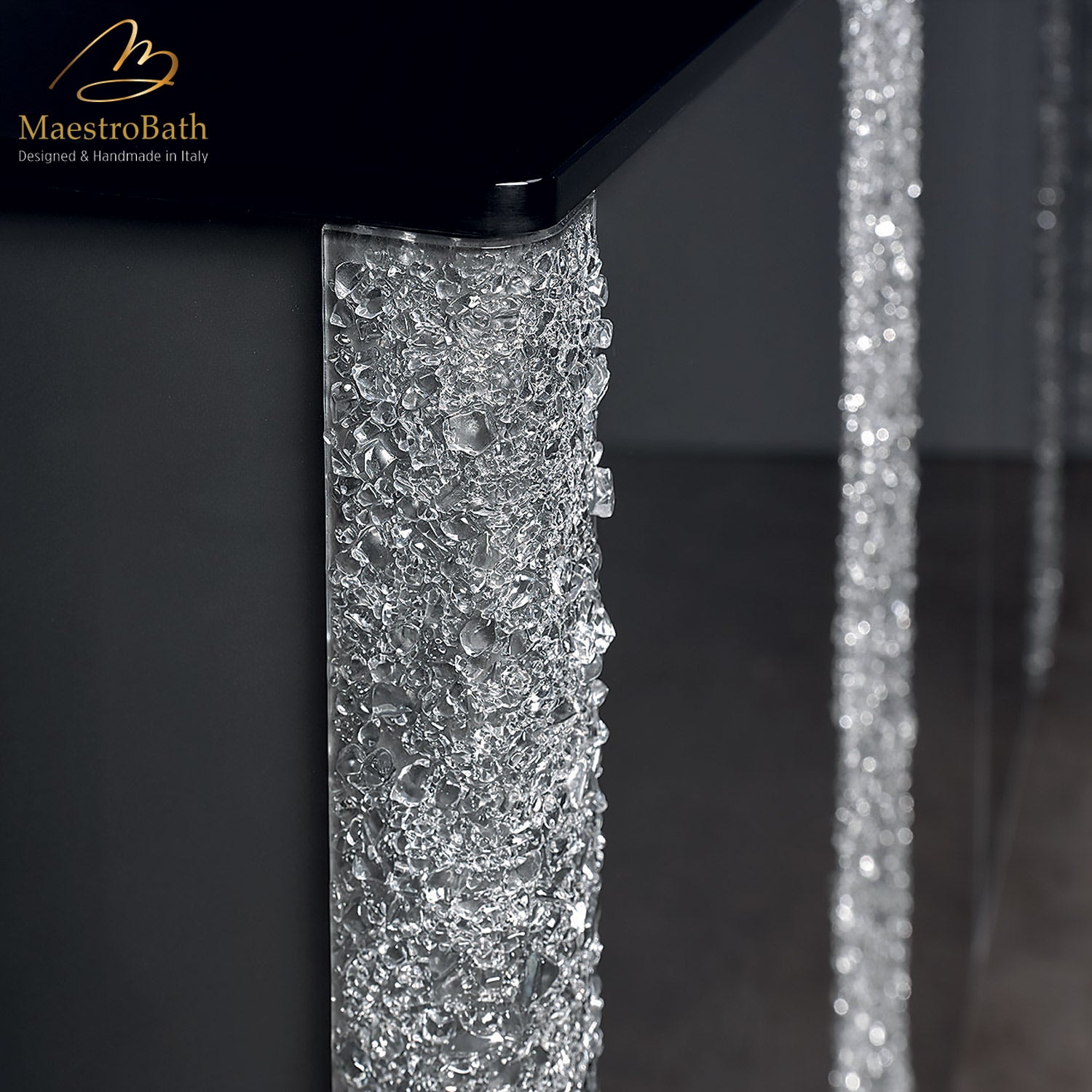 Modern Crystal Silver Bathroom Vanity #color_grey and silver