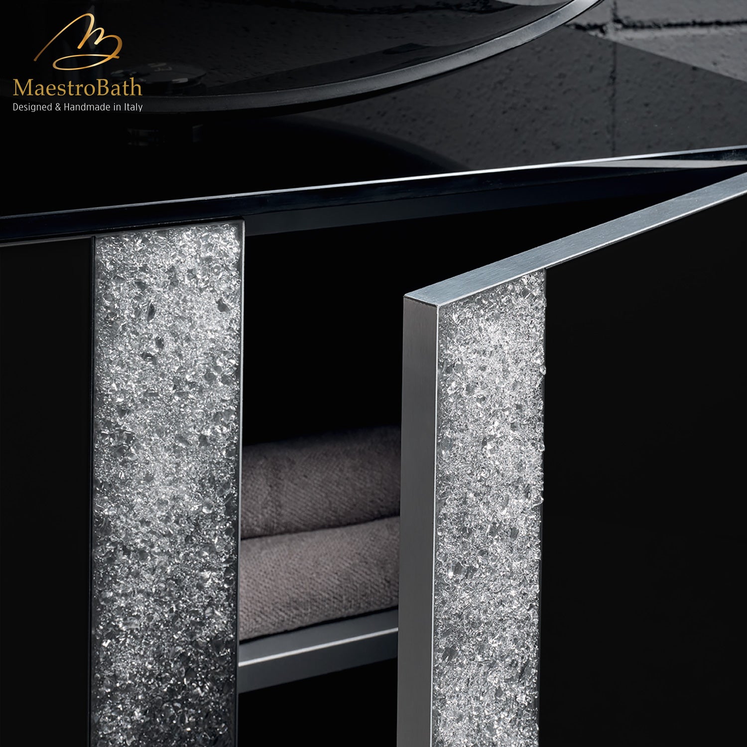 Princess Luxury Crystal Black Double Vanity #color_black