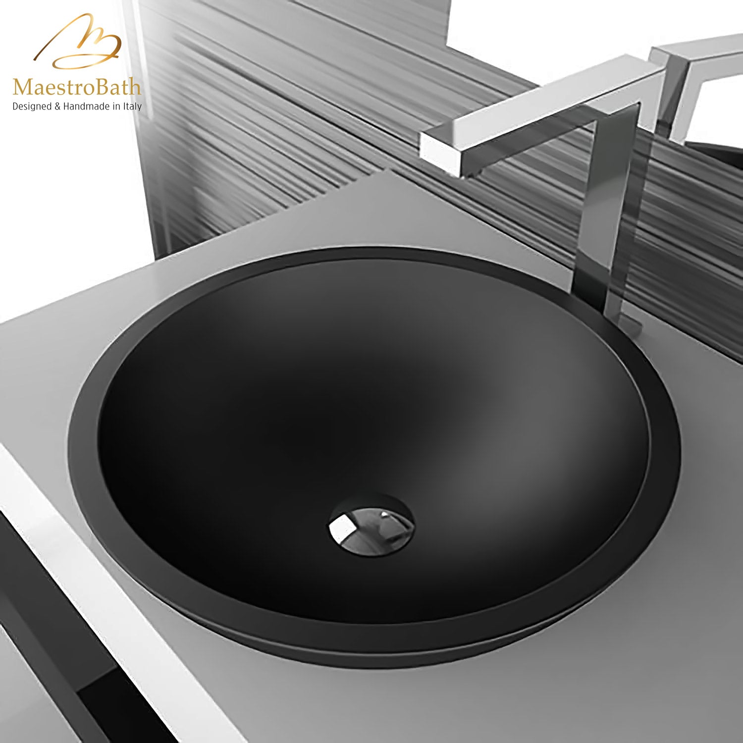 Round Drop-in Bathroom Sink #color_black