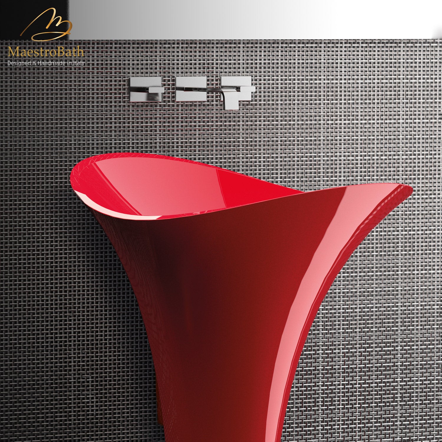 Calla Lily Modern Pedestal Sink | Red #color_red