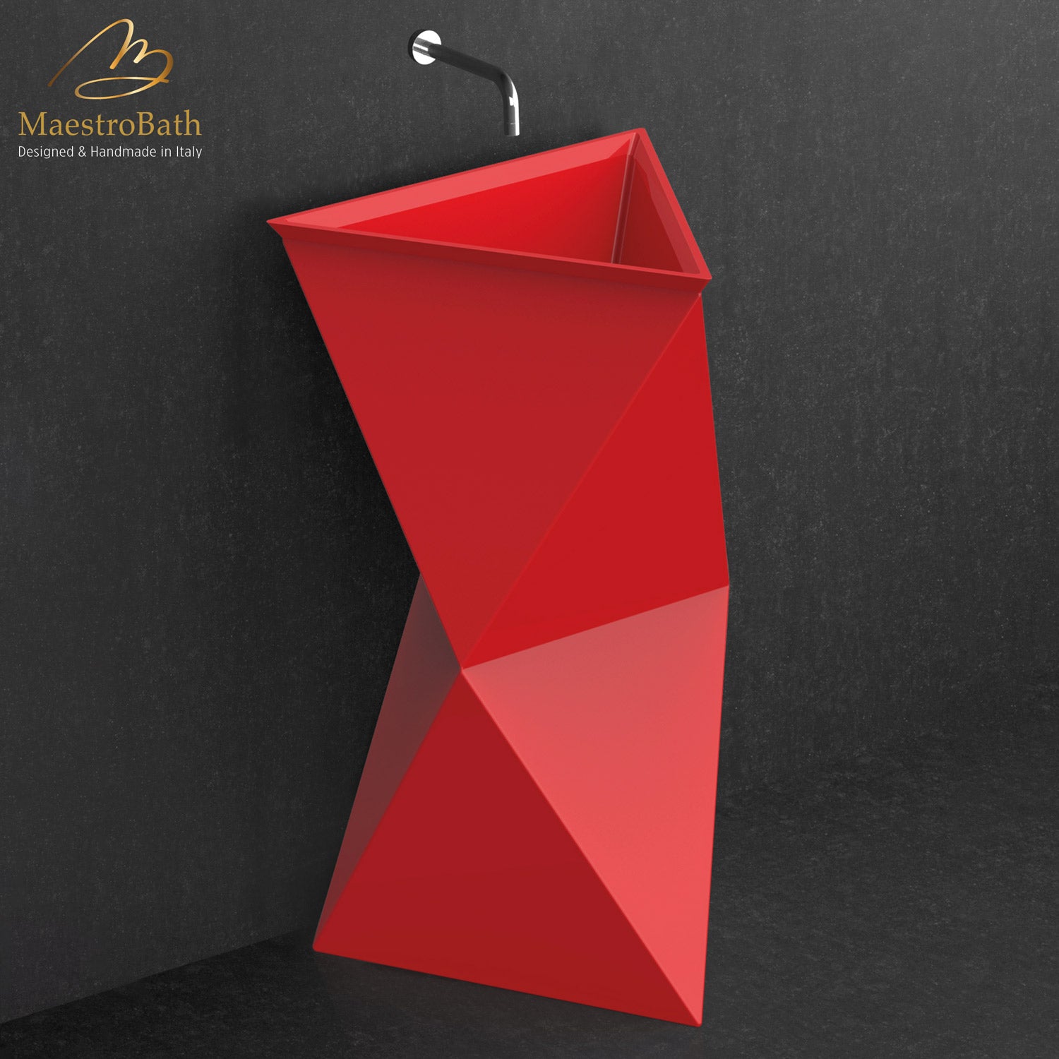 Poli Modern Pedestal Sink | Red #color_red