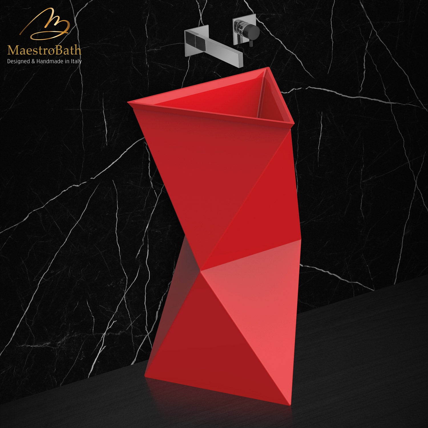 Poli Modern Pedestal Sink | Red #color_red
