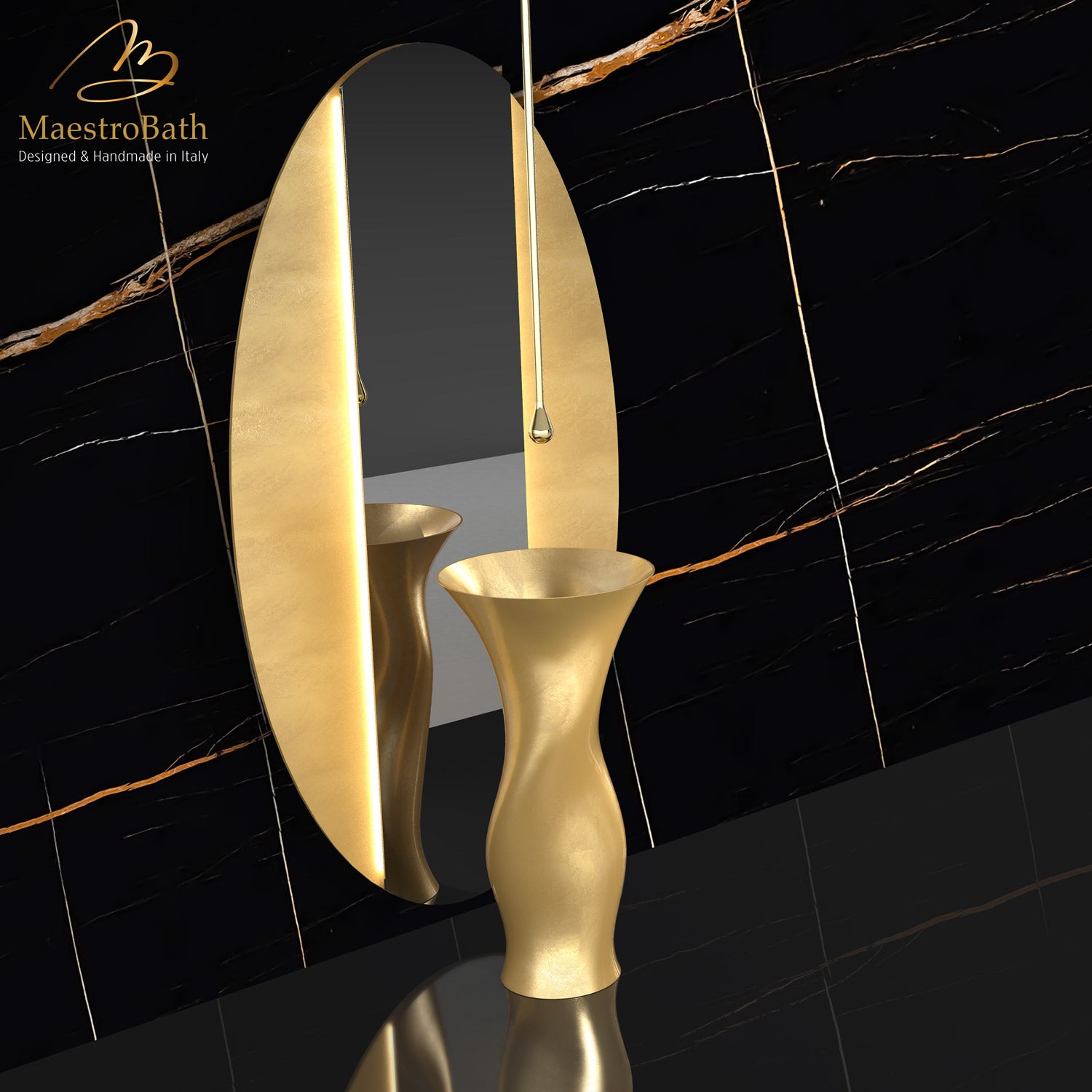 Ruffle Pedestal Sink | Gold Leaf #color_gold leaf