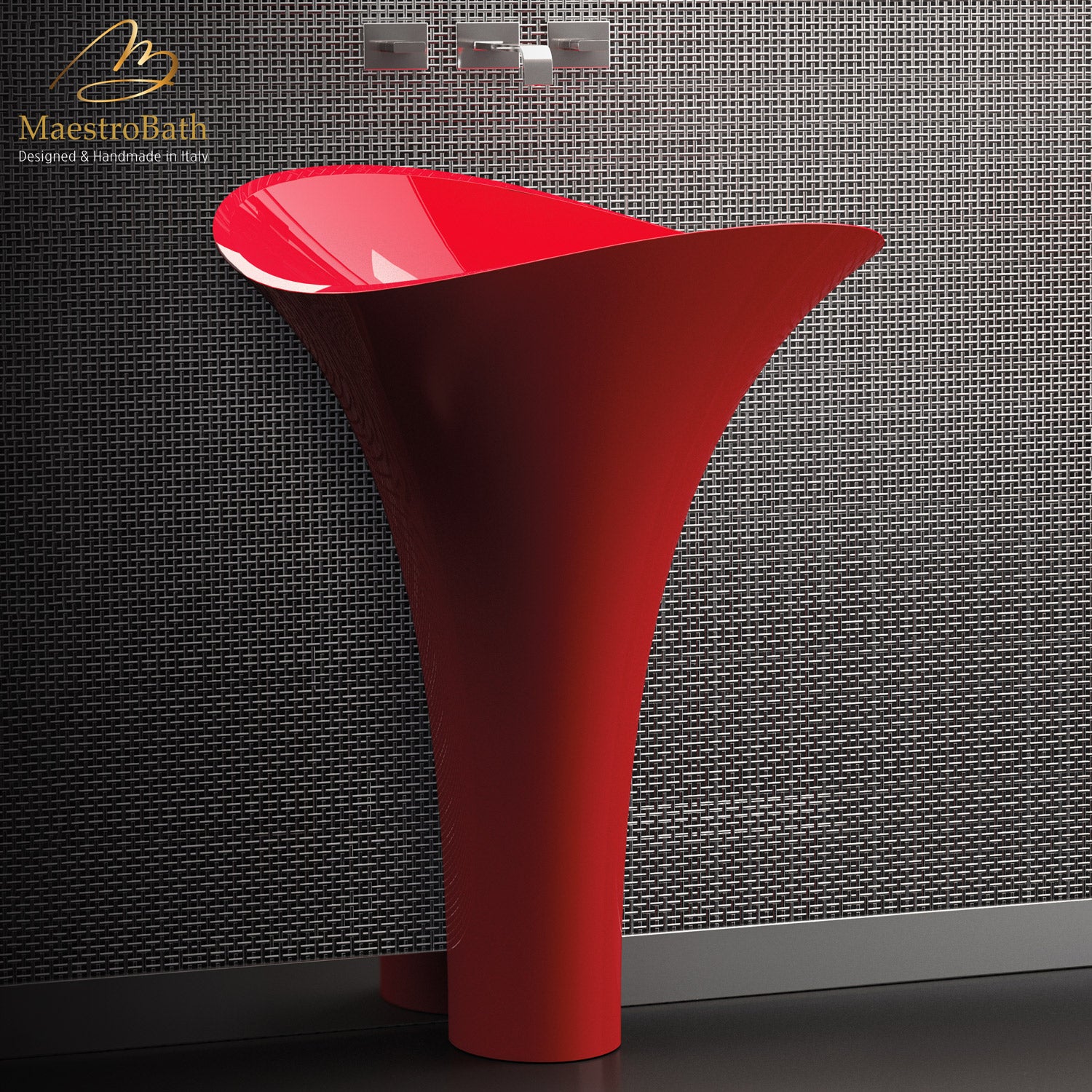 Calla Lily Modern Pedestal Sink | Red #color_red
