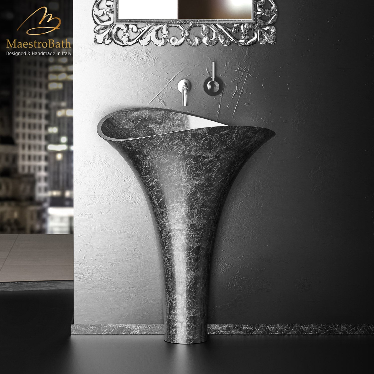 Calla Lily Freestanding Bath Sink | Silver Leaf #color_silver leaf