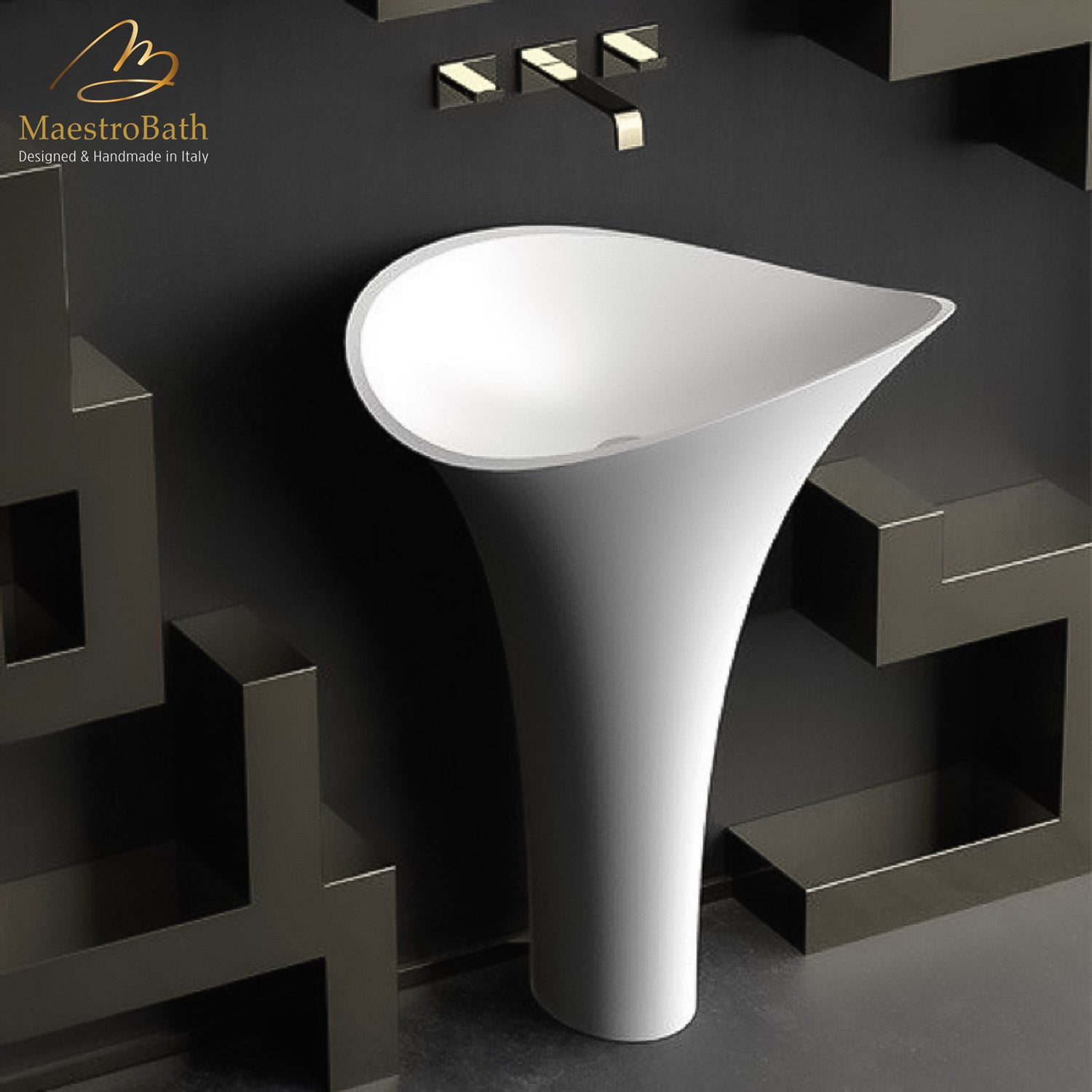 Calla Lily Pedestal Sink | Matte White #color_matte white