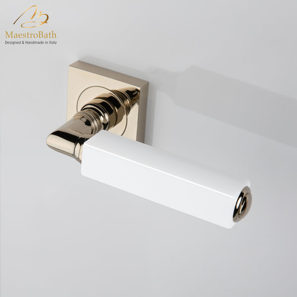 CUBO Crystal Door Handle | White/Champagne