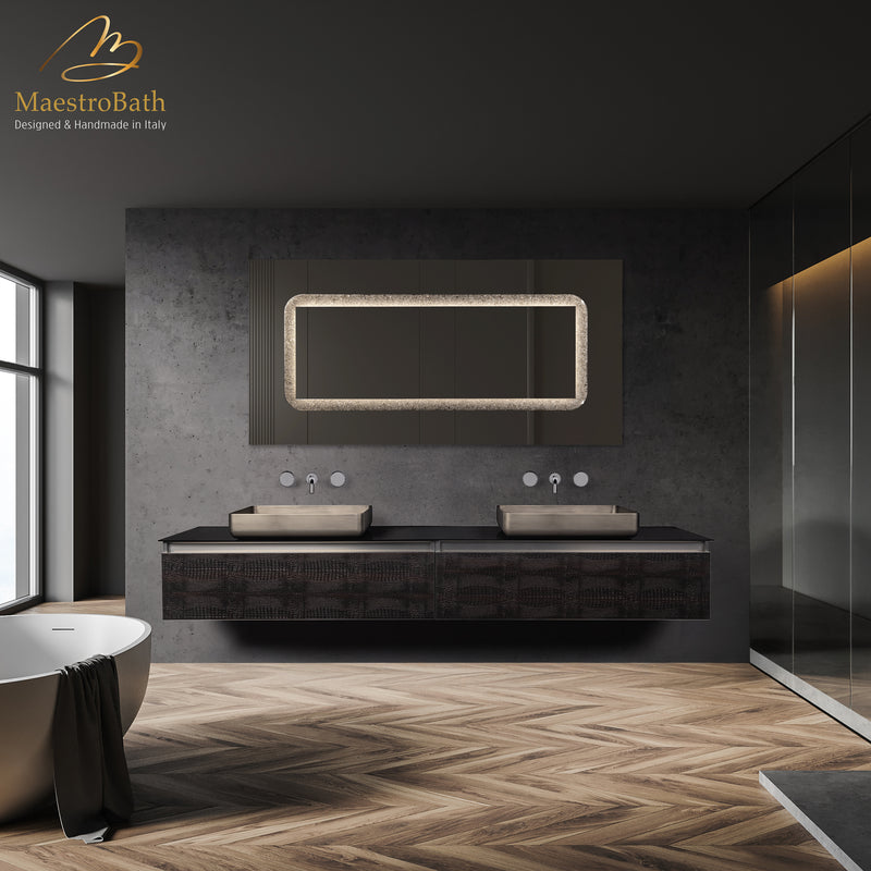 Luxury Crocodile Wallmount Double Vanity