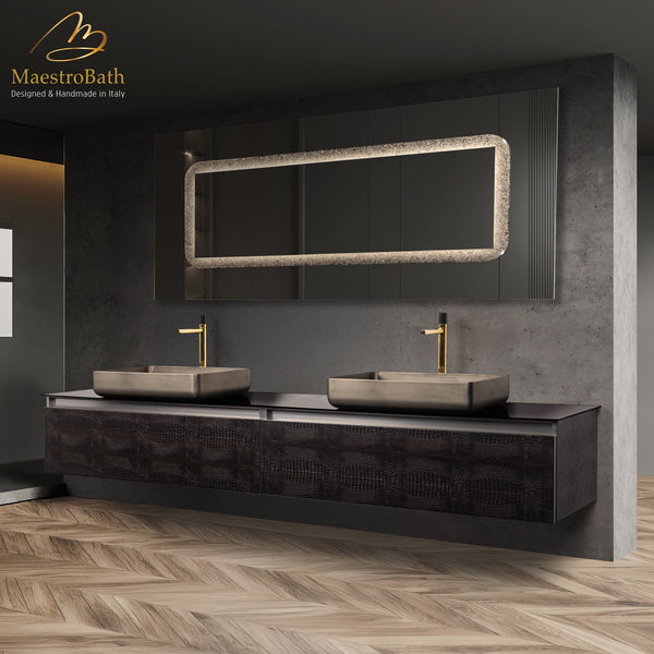 Luxury Crocodile Wallmount Double Vanity