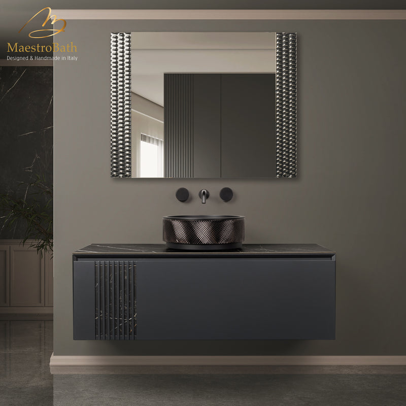 Lucent Luxury Crystal Single Vanity Mirror | Silver Bronze