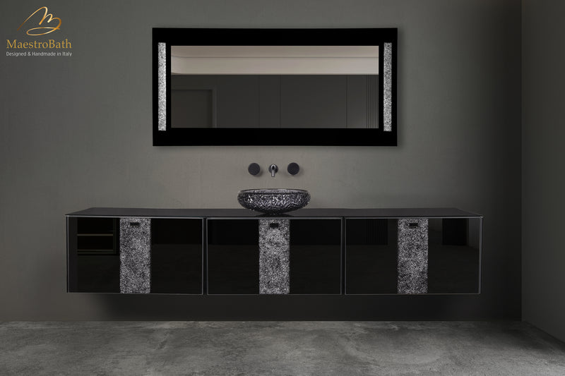 Luxury Crystal Glass Wallmount Double Vanity