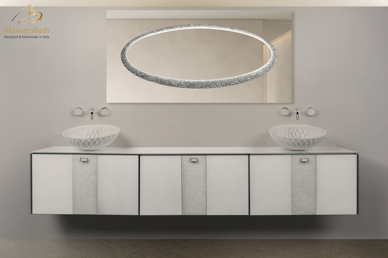 Luxury Crystal Glass Wallmount Double Vanity