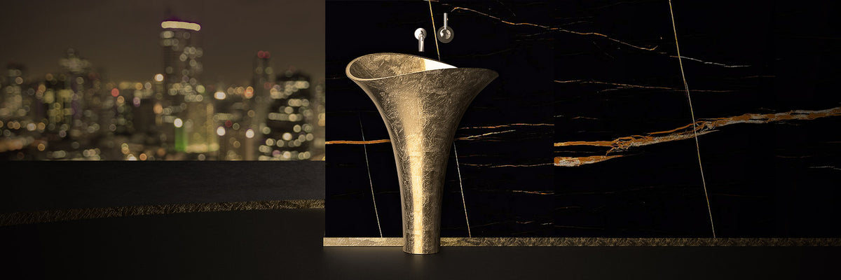 Modern Pedestal Sink Gold Leaf